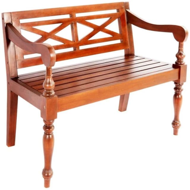 vidaXL Solid Mahogany Wood Batavia Bench 98x50x82cm Dark Brown Entryway Seat