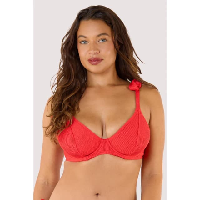 Peek and Beau Hattie Red Crinkle Underwired Bikini Top Red female 32E