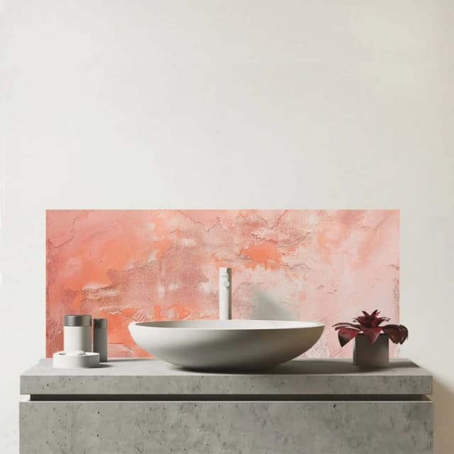 Warren Reed - Designer Pink Grunge Effect Glass Bathroom Splashback Pink Unisex