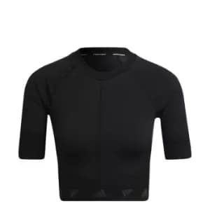adidas Knit Crop T Shirt Womens - Black