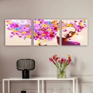 P947081 Multicolor Decorative Canvas Painting (3 Pieces)