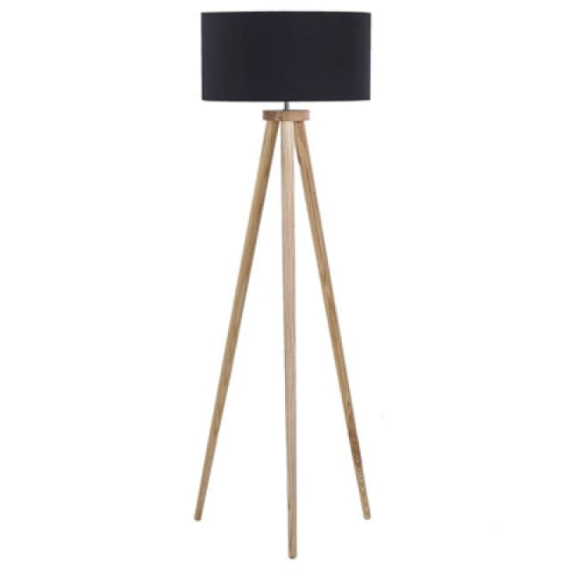 Beliani Floor Lamp Nitra Oak Wood Black