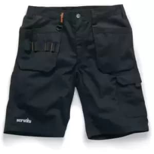 Scruffs Trade Flex Slim Fit Work Shorts With Holster Pockets Black Hardwearing (Various Sizes)