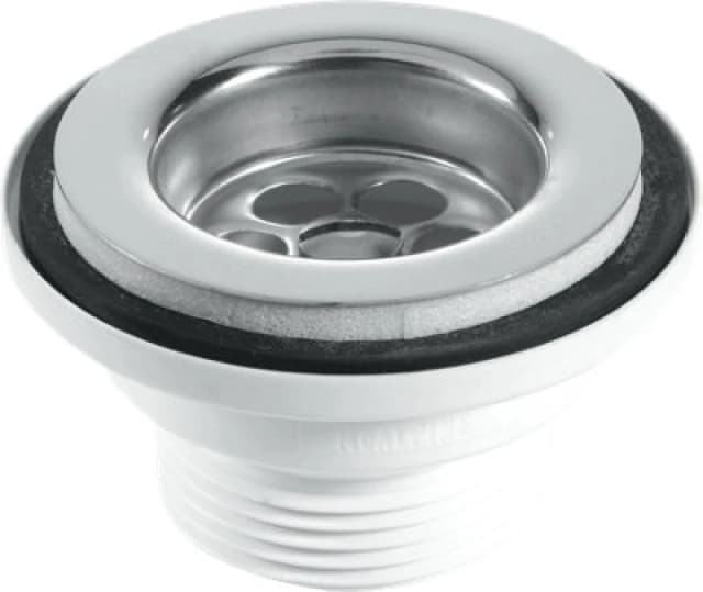 McAlpine BSW1P 60mm Stainless Steel Flange Centre Pin Basin Waste with Black PVC Plug 1.25" Black