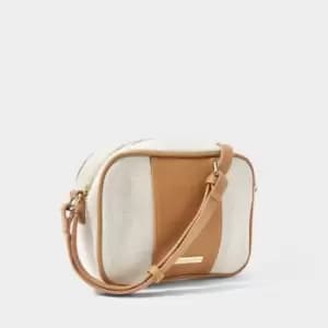 Amalfi Canvas Crossbody Bag in Cream and Light Brown KLB2122