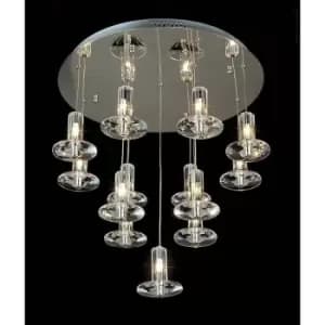 Diyas - Round Troy pendant light 13 polished chrome/crystal bulbs