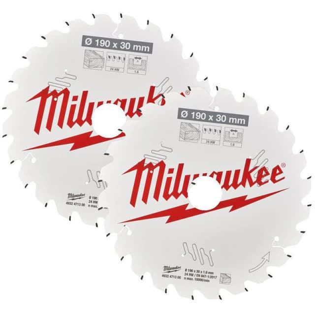 Milwaukee 2 Piece 190mm Circular Saw Blade Set 4932479804 Diameter: 190mm