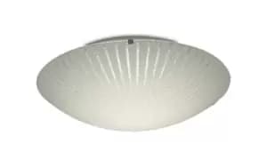 Tassa 18W LED Medium Flush Ceiling Light, 400mm Round, 4000K 1500lm CRI80, Sunray Pattern Glass with Polished Chrome Detail