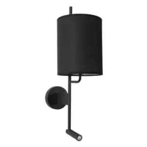 Netlighting Merano Centennial Reading Light Black Fabric Shade, Black Aluminium