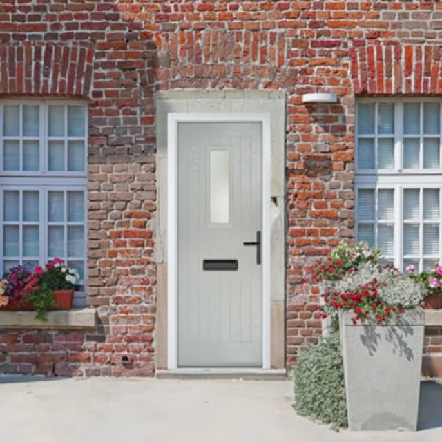 Lacerta Composite Door Sunningdale Agate Grey 920mm X 2090mm Open In Left Hand Obs Glass 10 Year Guarantee - Free Delivery & Smart Lock