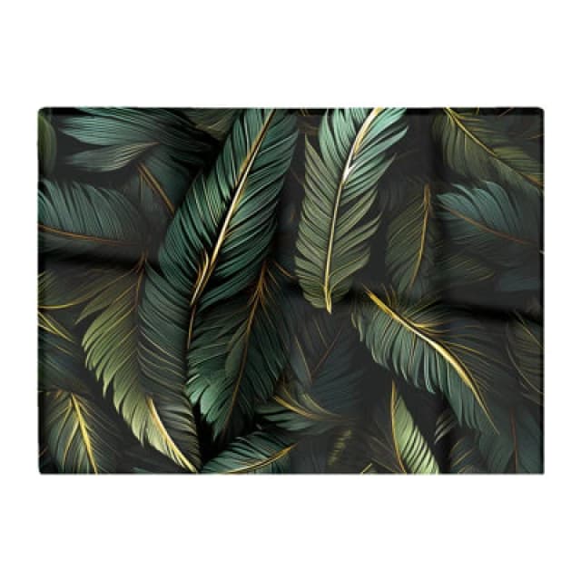Warren Reed Designer Green And Gold Leaves Glass Chopping Board