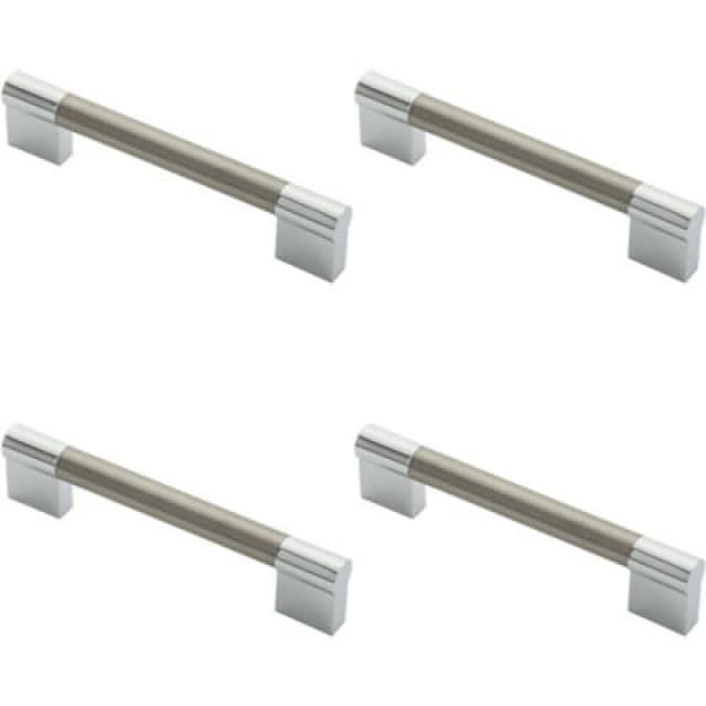 Loops 4x Keyhole Bar Pull Handle 140 x 14mm 128mm Fixing Centres Satin Nickel & Chrome Metallics unisex