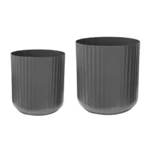 Set of 2 Hudson Corrugated Planters Grey