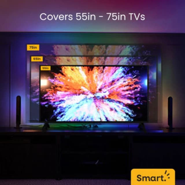 ValueLights Smart Colour Changing RGBIC Light Bars TV Backlight Kit With App Control And Music Sync Multi