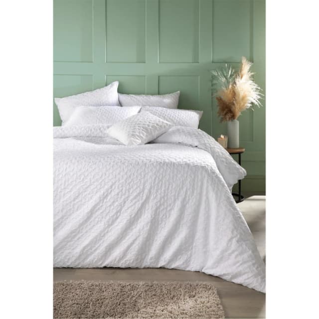 Homelife Michigan Crinkle Duvet Set - White White Single
