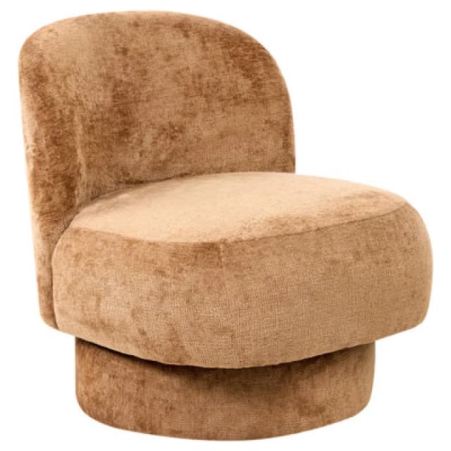 Beliani Swivel Chenille Armchair Golden Brown Aylo