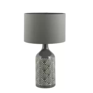 Danae Art Deco Fan Gloss Ceramic Table Lamp Grey