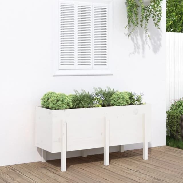vidaXL Garden Raised Bed White 121x50x57cm Solid Wood Pine, White 825227