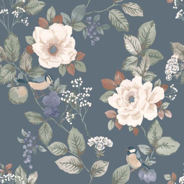Belgravia Decor Bramble Blue Floral Wallpaper Blue