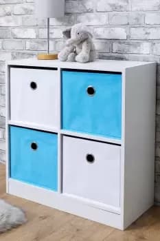 Jazz 4 Cube Storage Unit with Drawers - Blue - MDF
