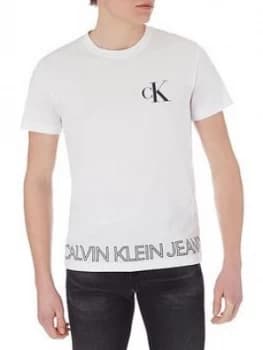 Calvin Klein Jeans Outline Logo Hem T-Shirt - White Size M Men