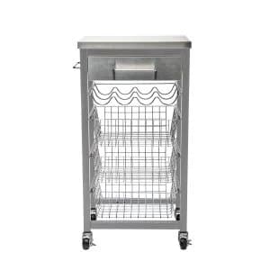 Hahn Ashwell Grey Kitchen Trolley with Stainless Steel Top