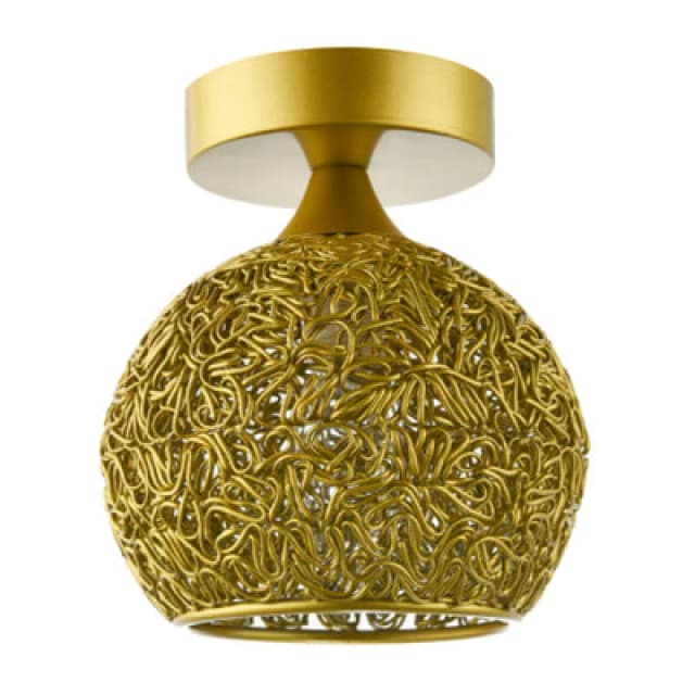 Happy Homewares Modern Satin Gold Ceiling Light Fitting With Twisting Metal Shade