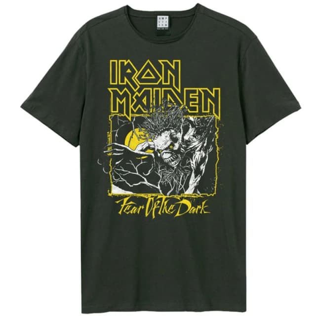 Amplified Amplified Men Yellow Iron Maiden T-Shirt in Charcoal Size: Small Charcoal S Male 5063470543724