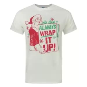 Junk Food Mens Always Wrap It Up Santa Claus T-Shirt (M) (Ivory/Green/Red)
