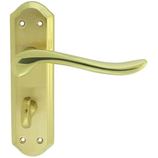 Loops PAIR Curved Lever on Sculpted Bathroom Backplate 180 x 48mm Satin/Polished Brass Metallics