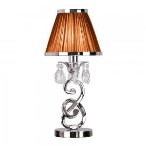 1 Light Small Table Lamp Polished Nickel Plate with Chocolate Shade, E14