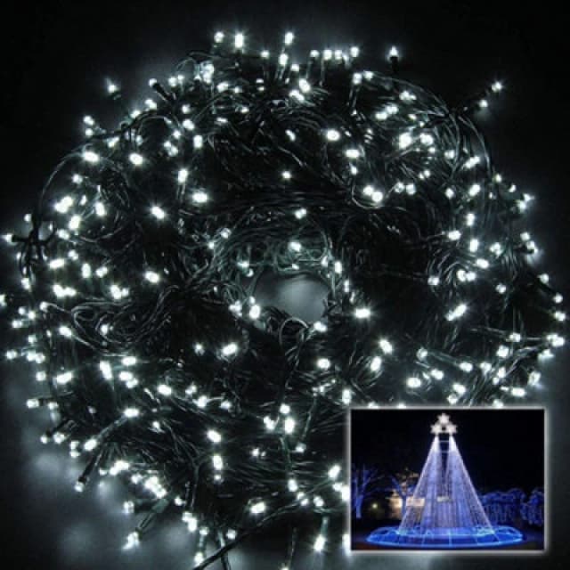 Shatchi 400 LEDs Christmas Fairy String Lights Indoor/Outdoor Green Cable Main power Memory Auto Timer White