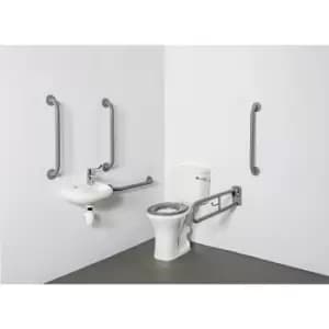 Close coupled Doc M toilet pack steel exposed fixings grey