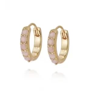Beloved Pink Opal Huggie 18ct Gold Plated Earrings JE06_GP