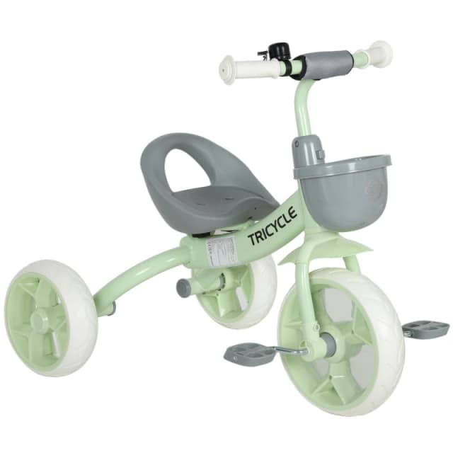 AIYAPLAY Toddler Tricycle with Front Basket for Ages 2-5 Years Boys and Girls - Green