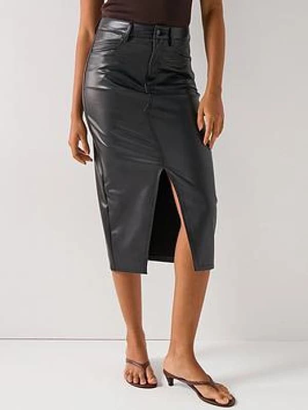 Vero Moda Faux Leather Midi Skirt Black Women XS;XL;S