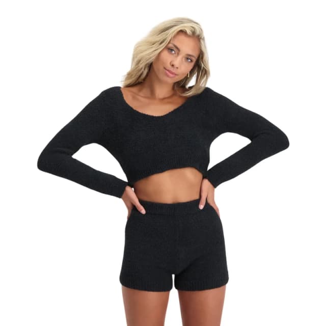 Steve Madden Sports bra Steve Madden Boucle V-neck Noir Female XS