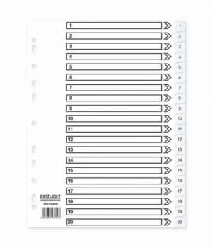 ValueX Index 1-20 A4 PP White