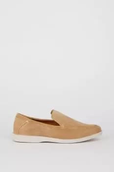 Mens Stone Wide Fit Suede Slip On Shoes