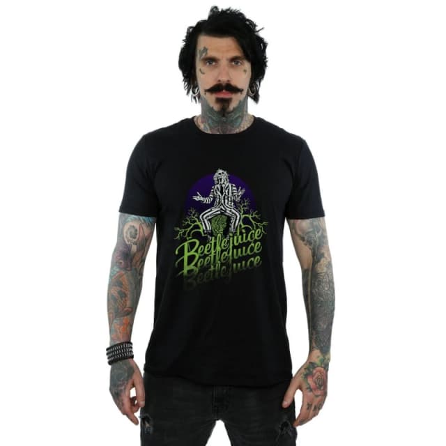 Beetlejuice Beetlejuice Men Faded Pose T-Shirt in Black Size: 3X-Large Black XXXL Male 5057864033939