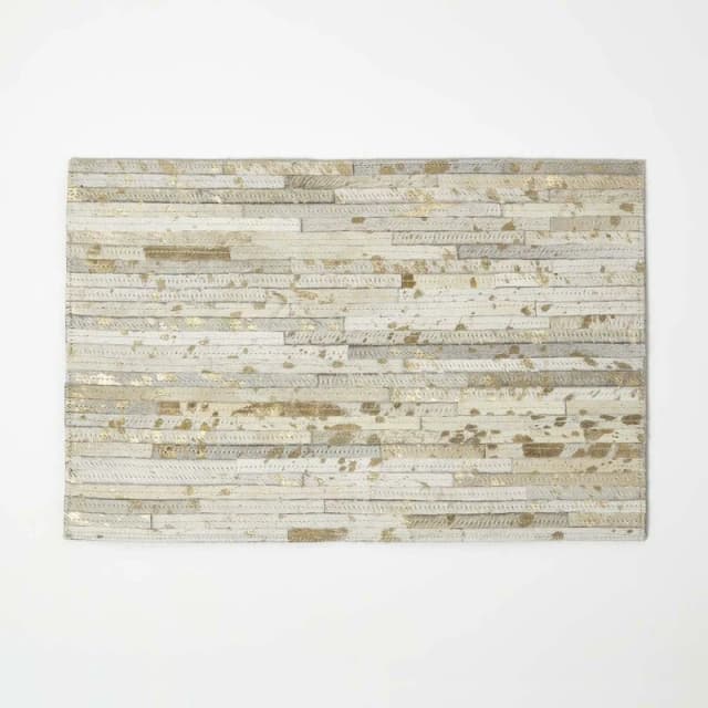 Homescapes Gold & Grey Leather Placemats Set of 4 Grey