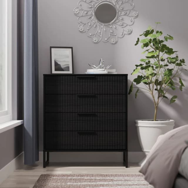 Ready Assembled 2 U Menai 4 Drawer Chest (Ready Assembled) in Black Size: Medium Black Unisex Medium