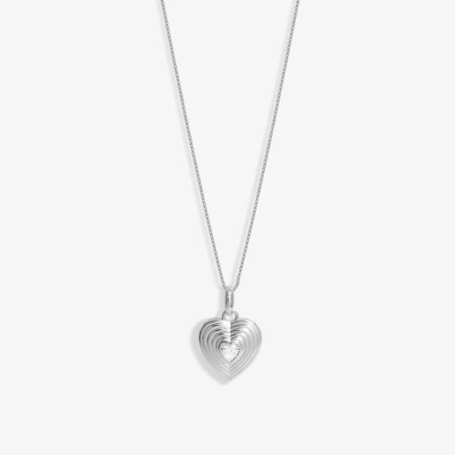 Simply Silver Sterling Silver 925 Ridged Cubic Zirconia Heart Pendant Silver