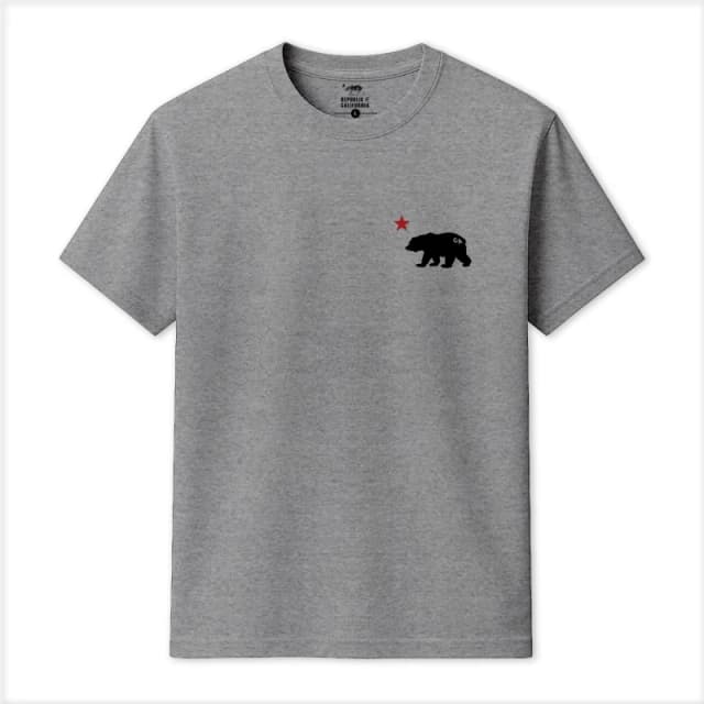 Republic of California Mens Cali Bear T-Shirt in Grey Size: Large Grey Male L