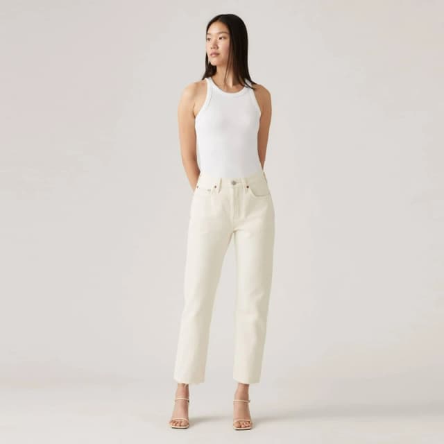 Levis 501 Cropped Jeans - White White 29 L28