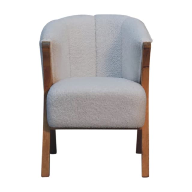 Artisan Furniture Artisan Furniture Solid Wood White Boucle Minimalistic Chair