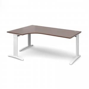 TR10 Deluxe Left Hand Ergonomic Desk 1800mm - White Frame Walnut Top