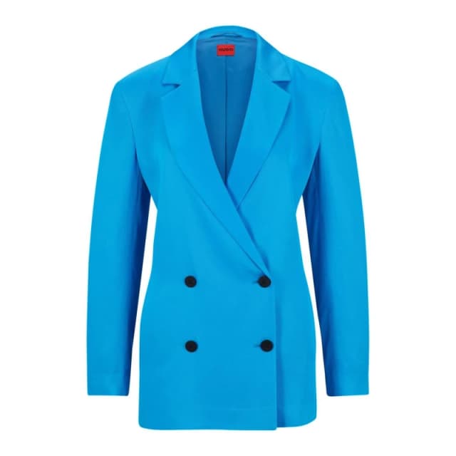 Hugo Double Breasted Blazer Jacket Blue female 8