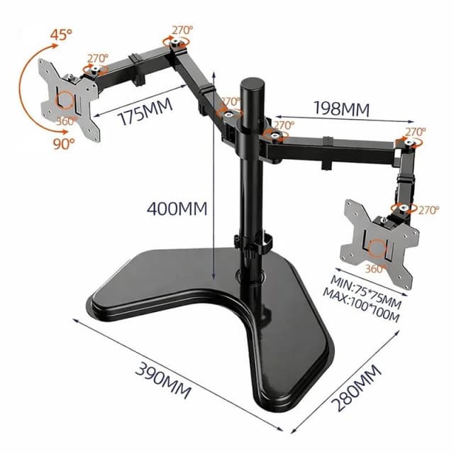FDL PROLINE DUAL MONITOR STAND - DESK TOP