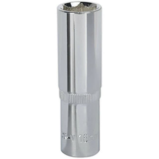 Loops 16mm Forged Steel DEEP Drive Socket - 1/2" Square Drive Polished Chrome Vanadium Metallics